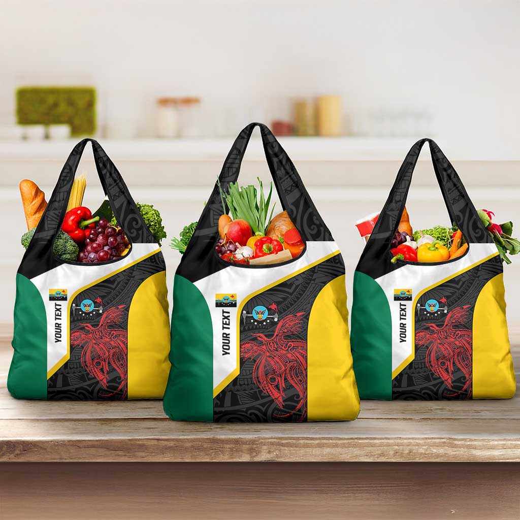 Personalised PNG Hela Province Grocery Bag Bird of Paradise Tattoo Flag Motif - Polynesian Pride