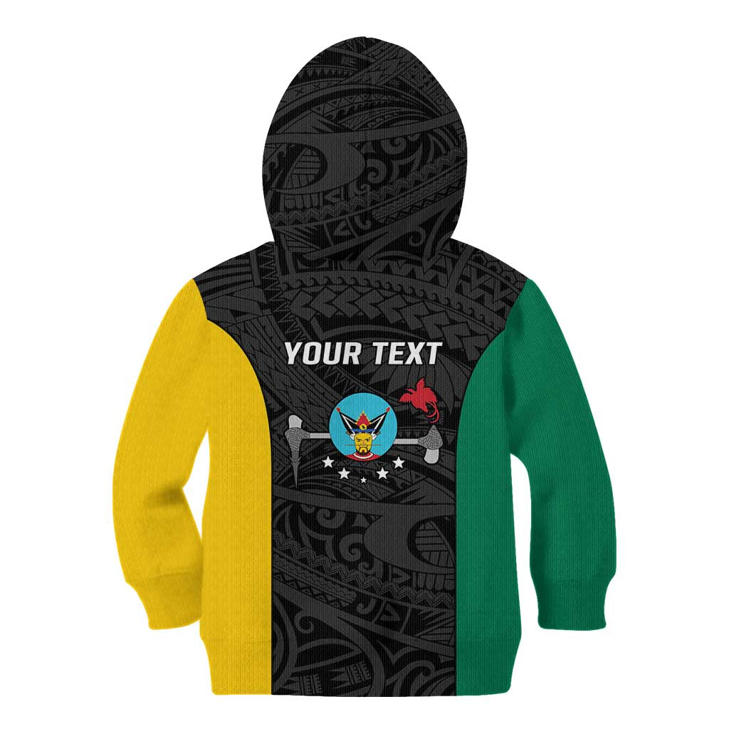 Personalised PNG Hela Province Kid Hoodie Bird of Paradise Tattoo Flag Motif - Polynesian Pride