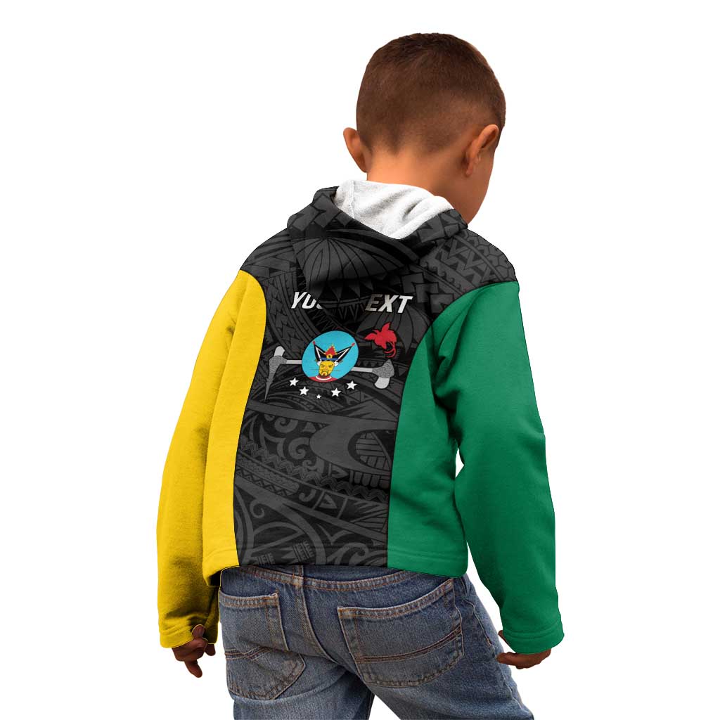 Personalised PNG Hela Province Kid Hoodie Bird of Paradise Tattoo Flag Motif - Polynesian Pride