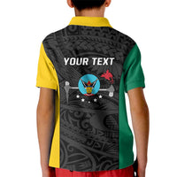 Personalised PNG Hela Province Kid Polo Shirt Bird of Paradise Tattoo Flag Motif - Polynesian Pride