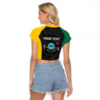 Personalised PNG Hela Province Raglan Cropped T Shirt Bird of Paradise Tattoo Flag Motif - Polynesian Pride