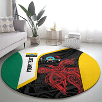 Personalised PNG Hela Province Round Carpet Bird of Paradise Tattoo Flag Motif - Polynesian Pride