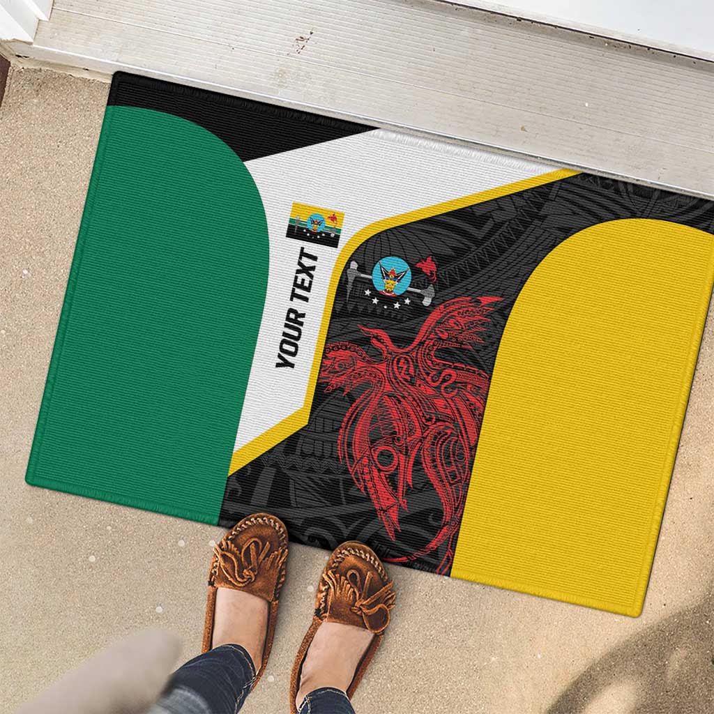Personalised PNG Hela Province Rubber Doormat Bird of Paradise Tattoo Flag Motif - Polynesian Pride