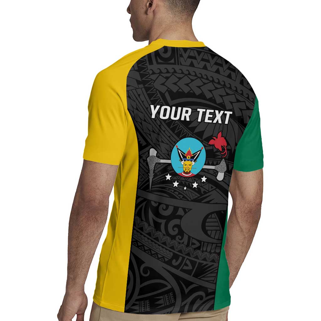 Personalised PNG Hela Province Rugby Jersey Bird of Paradise Tattoo Flag Motif - Polynesian Pride