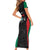 Personalised PNG Hela Province Short Sleeve Bodycon Dress Bird of Paradise Tattoo Flag Motif - Polynesian Pride