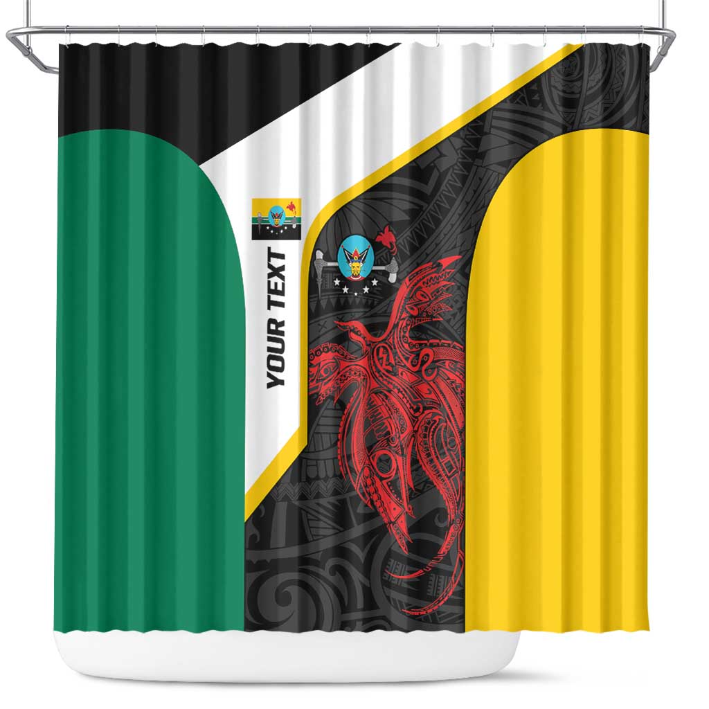 Personalised PNG Hela Province Shower Curtain Bird of Paradise Tattoo Flag Motif - Polynesian Pride