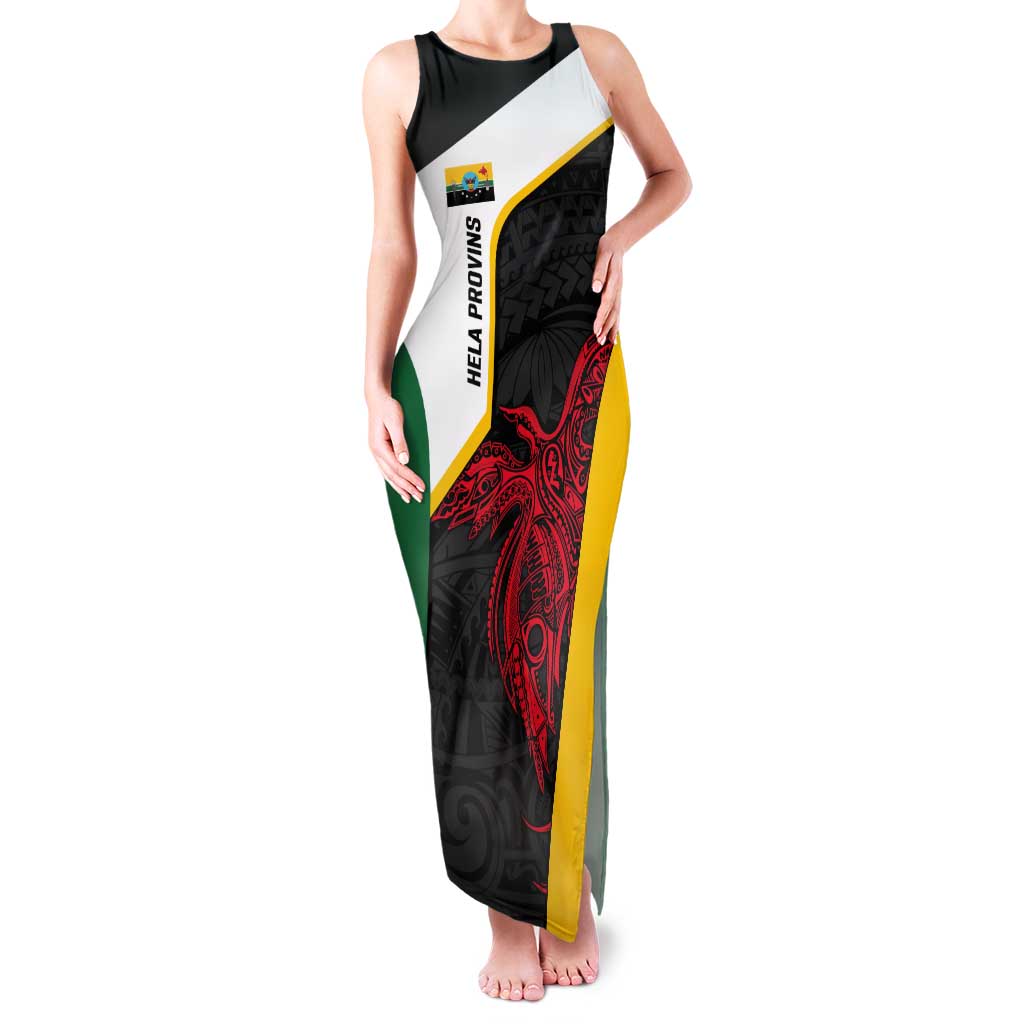 Personalised PNG Hela Province Tank Maxi Dress Bird of Paradise Tattoo Flag Motif - Polynesian Pride