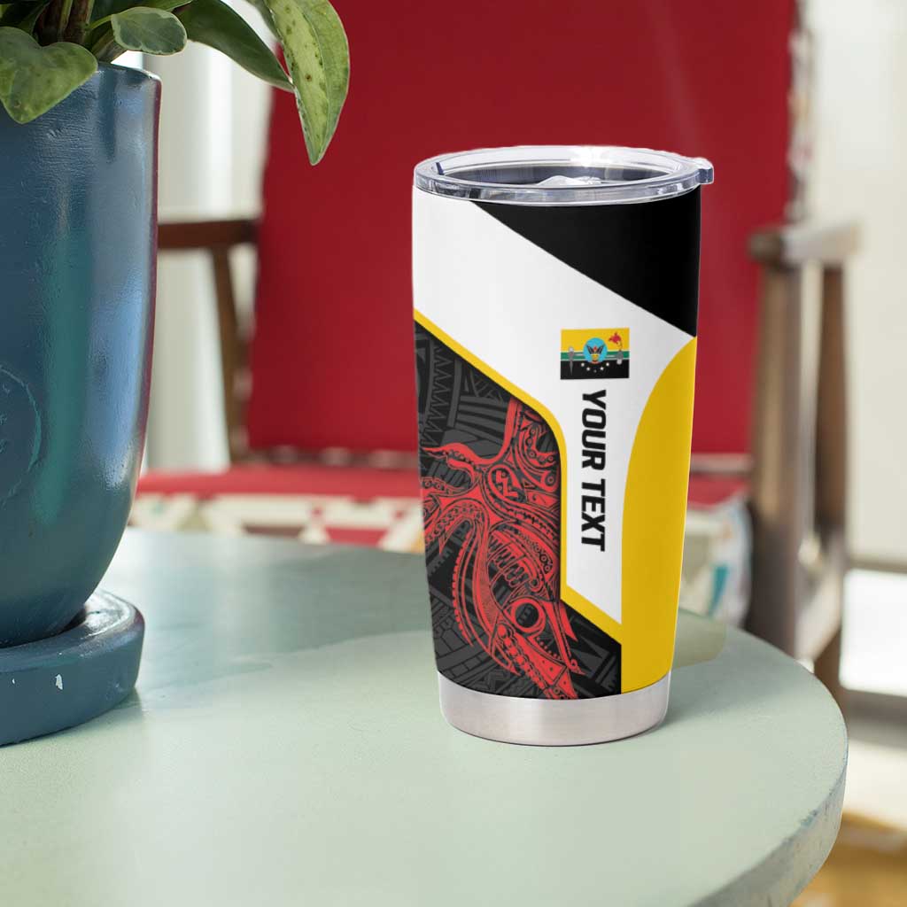 Personalised PNG Hela Province Tumbler Cup Bird of Paradise Tattoo Flag Motif - Polynesian Pride