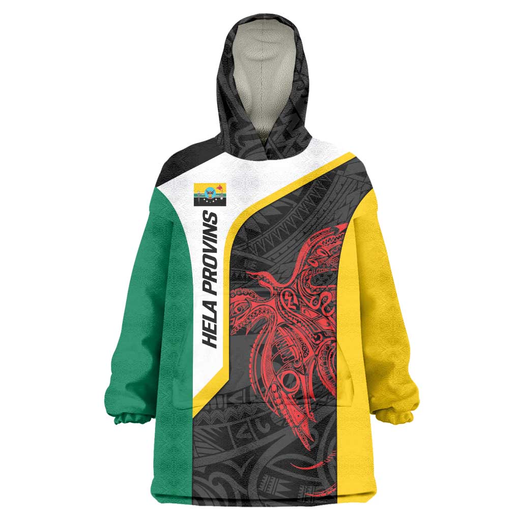Personalised PNG Hela Province Wearable Blanket Hoodie Bird of Paradise Tattoo Flag Motif LT9 One Size Yellow - Polynesian Pride