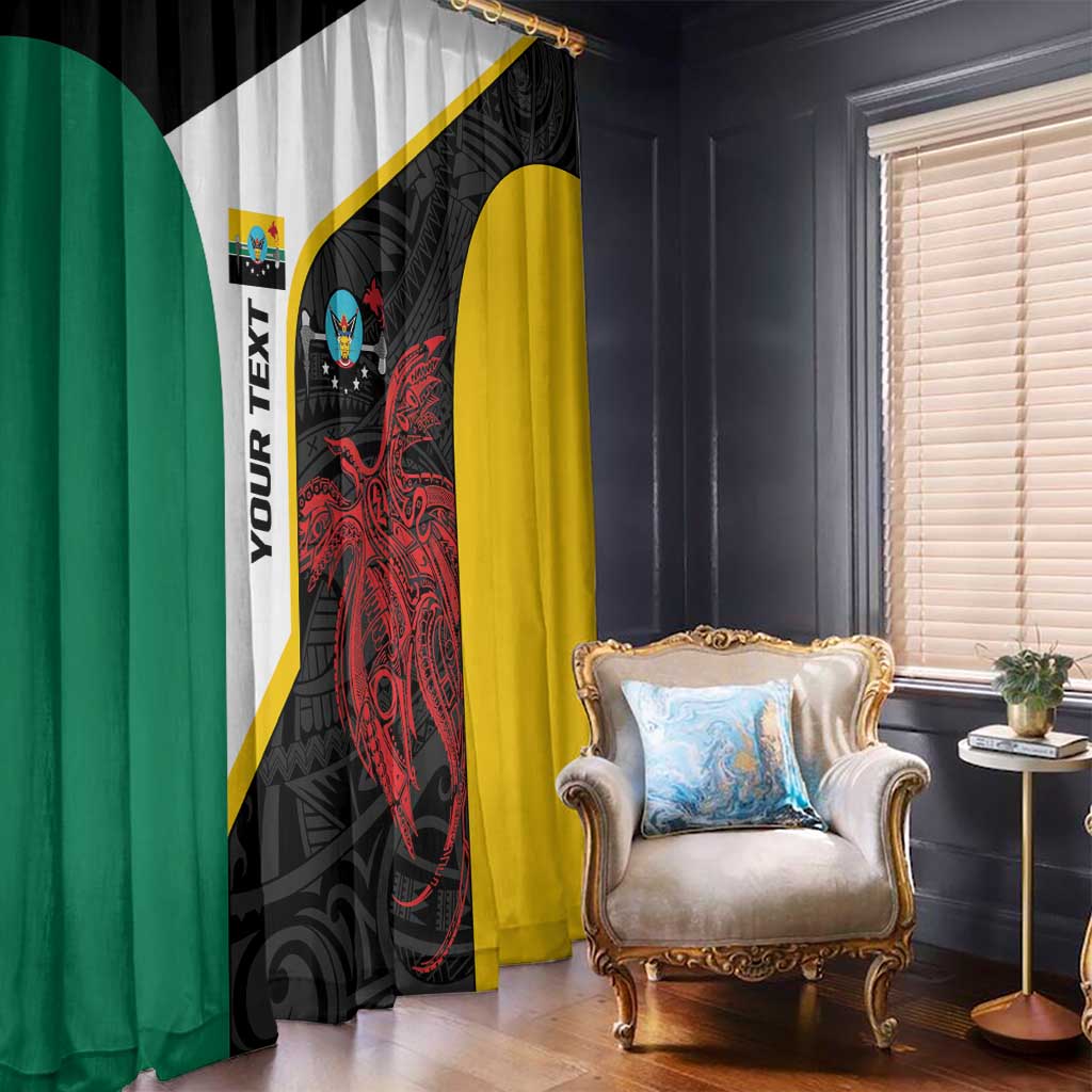 Personalised PNG Hela Province Window Curtain Bird of Paradise Tattoo Flag Motif - Polynesian Pride