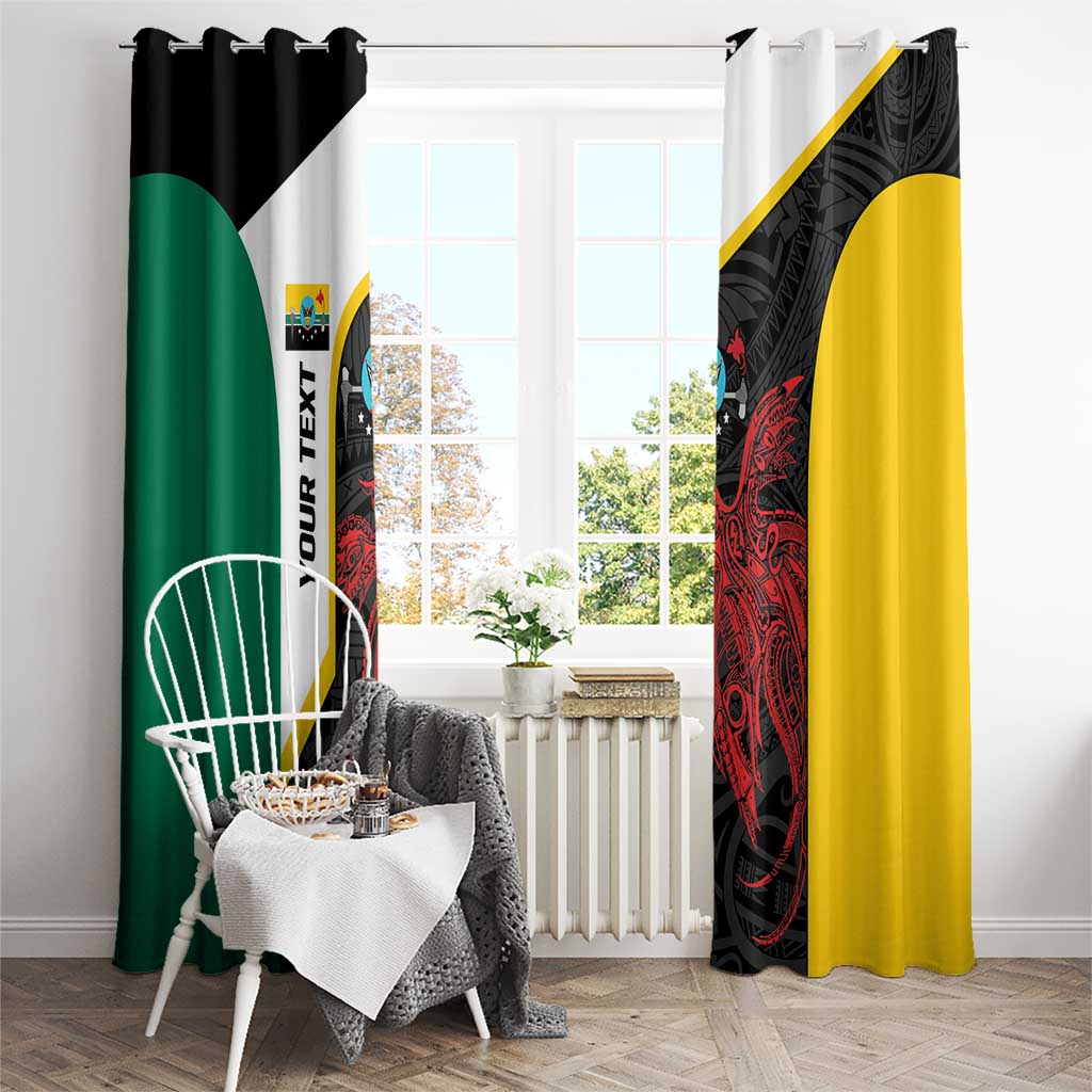 Personalised PNG Hela Province Window Curtain Bird of Paradise Tattoo Flag Motif - Polynesian Pride