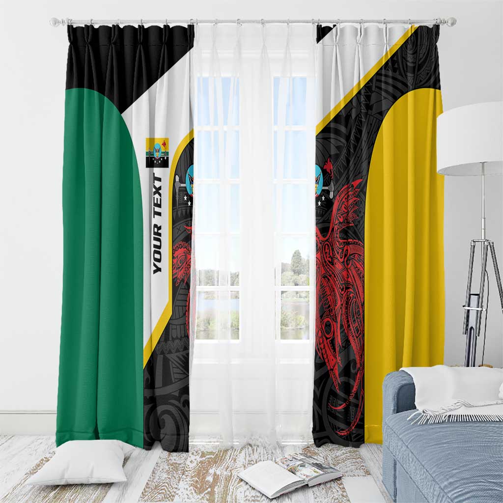 Personalised PNG Hela Province Window Curtain Bird of Paradise Tattoo Flag Motif - Polynesian Pride