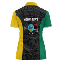 Personalised PNG Hela Province Women Polo Shirt Bird of Paradise Tattoo Flag Motif - Polynesian Pride