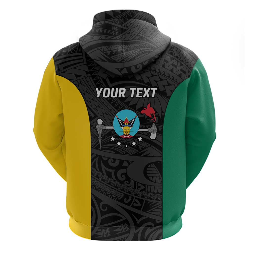 Personalised PNG Hela Province Zip Hoodie Bird of Paradise Tattoo Flag Motif - Polynesian Pride