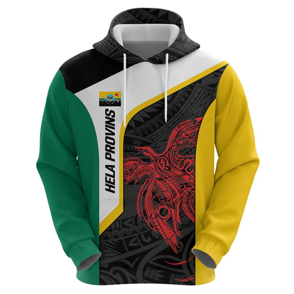 Personalised PNG Hela Province Zip Hoodie Bird of Paradise Tattoo Flag Motif - Polynesian Pride