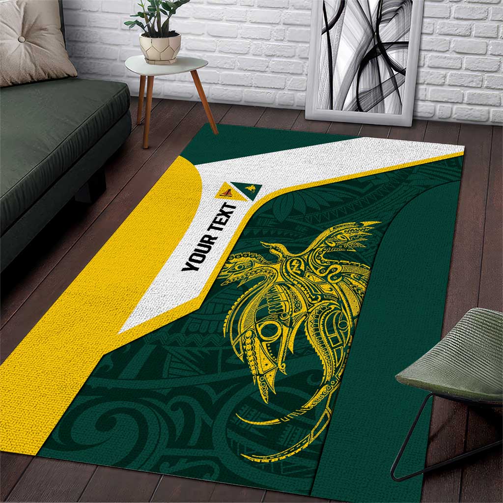 Personalised PNG Jiwaka Province Area Rug Bird of Paradise Tattoo Flag Motif - Polynesian Pride