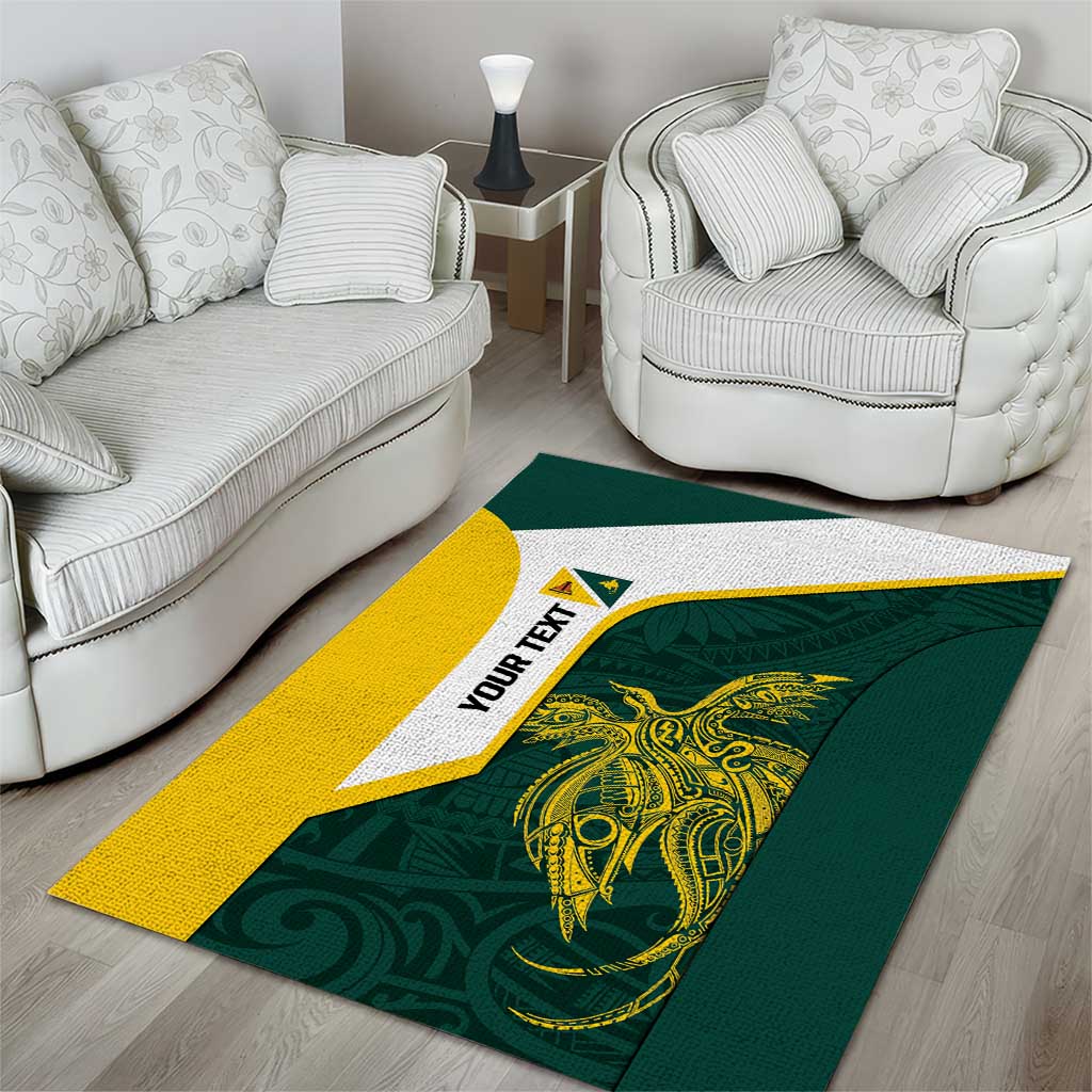 Personalised PNG Jiwaka Province Area Rug Bird of Paradise Tattoo Flag Motif - Polynesian Pride