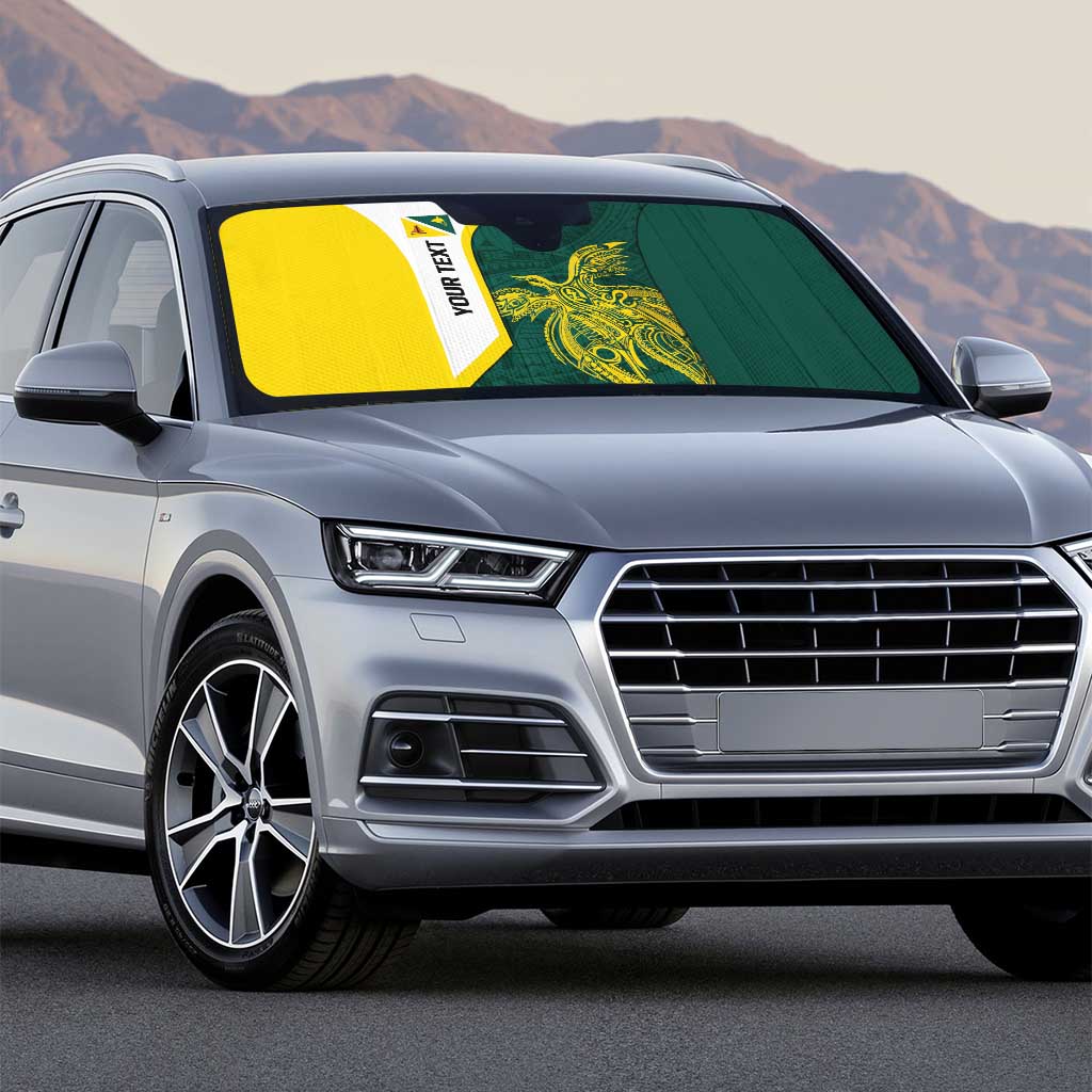 Personalised PNG Jiwaka Province Auto Sun Shade Bird of Paradise Tattoo Flag Motif - Polynesian Pride