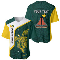Personalised PNG Jiwaka Province Baseball Jersey Bird of Paradise Tattoo Flag Motif - Polynesian Pride