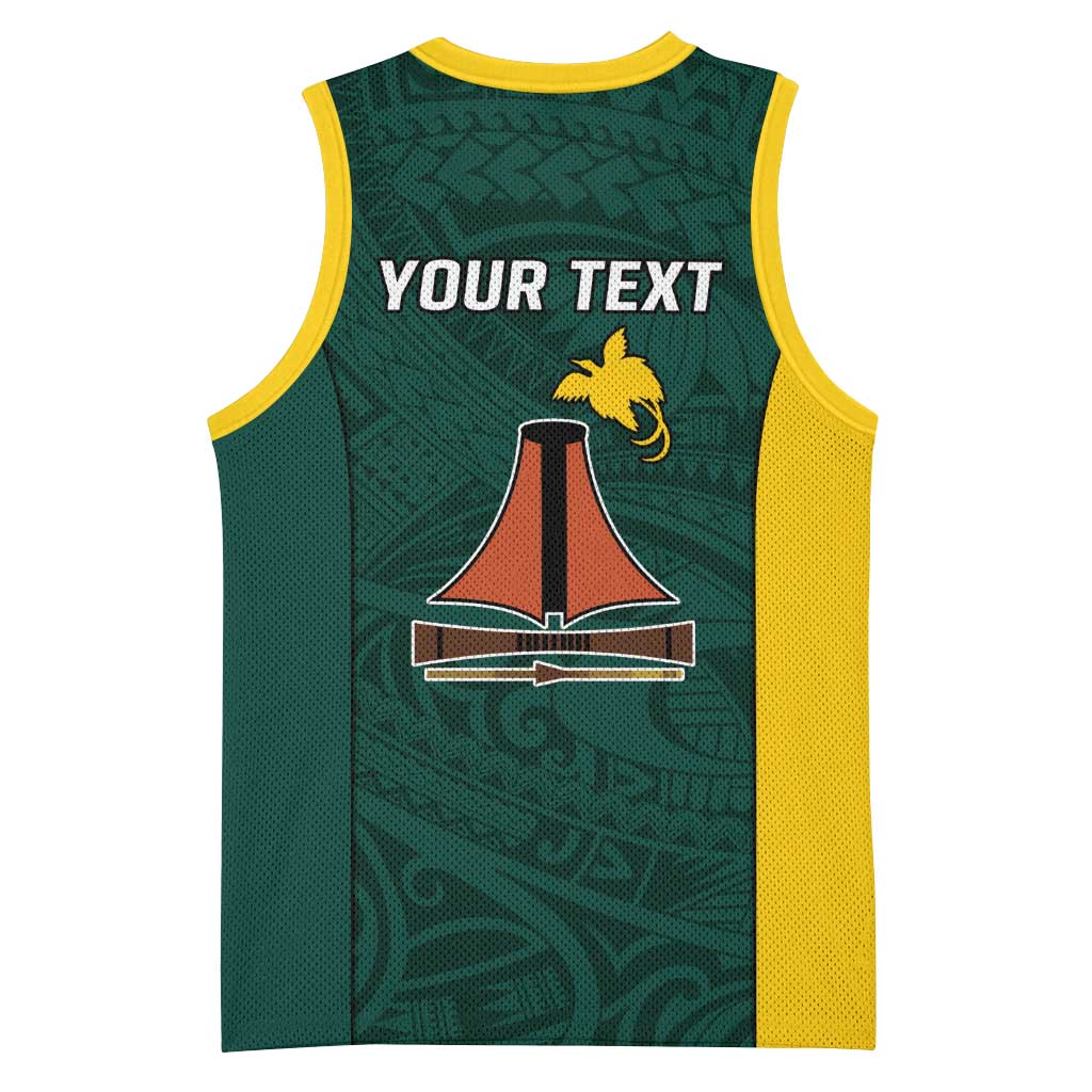 Personalised PNG Jiwaka Province Basketball Jersey Bird of Paradise Tattoo Flag Motif - Polynesian Pride