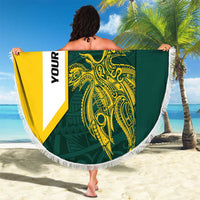 Personalised PNG Jiwaka Province Beach Blanket Bird of Paradise Tattoo Flag Motif - Polynesian Pride