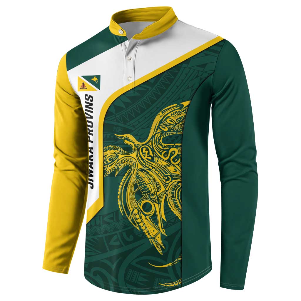 Personalised PNG Jiwaka Province Button Sweatshirt Bird of Paradise Tattoo Flag Motif - Polynesian Pride