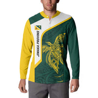 Personalised PNG Jiwaka Province Button Sweatshirt Bird of Paradise Tattoo Flag Motif - Polynesian Pride