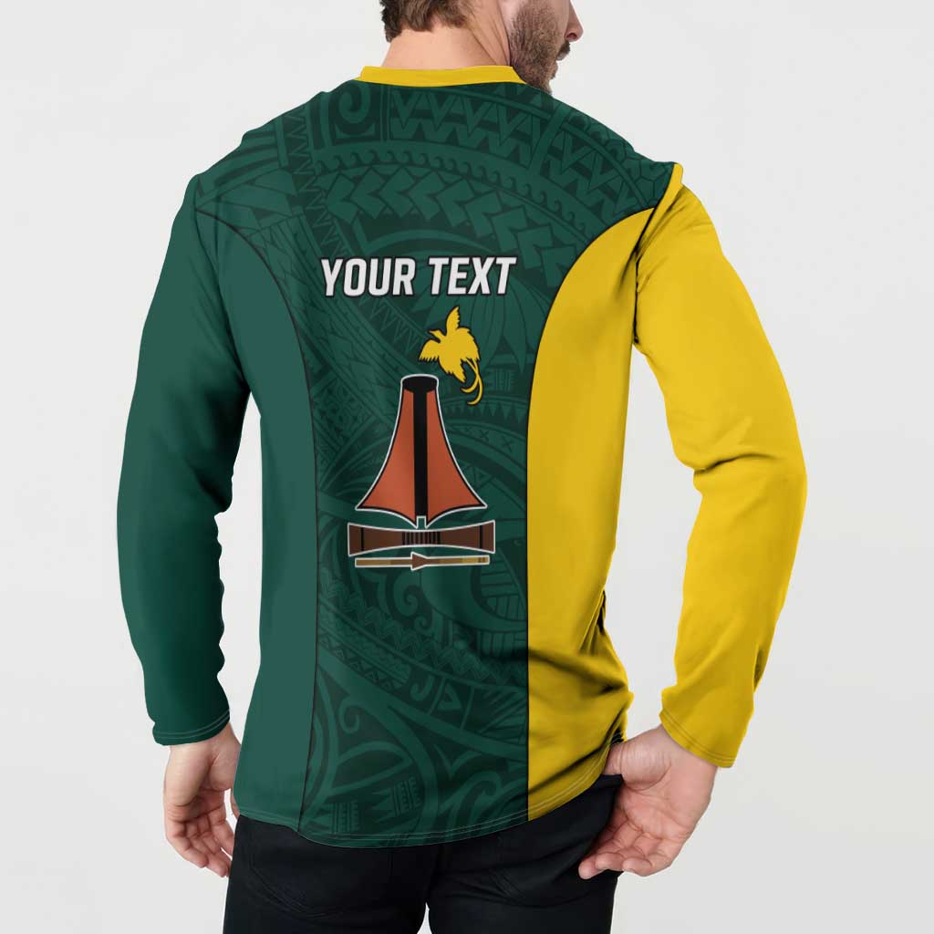 Personalised PNG Jiwaka Province Button Sweatshirt Bird of Paradise Tattoo Flag Motif - Polynesian Pride