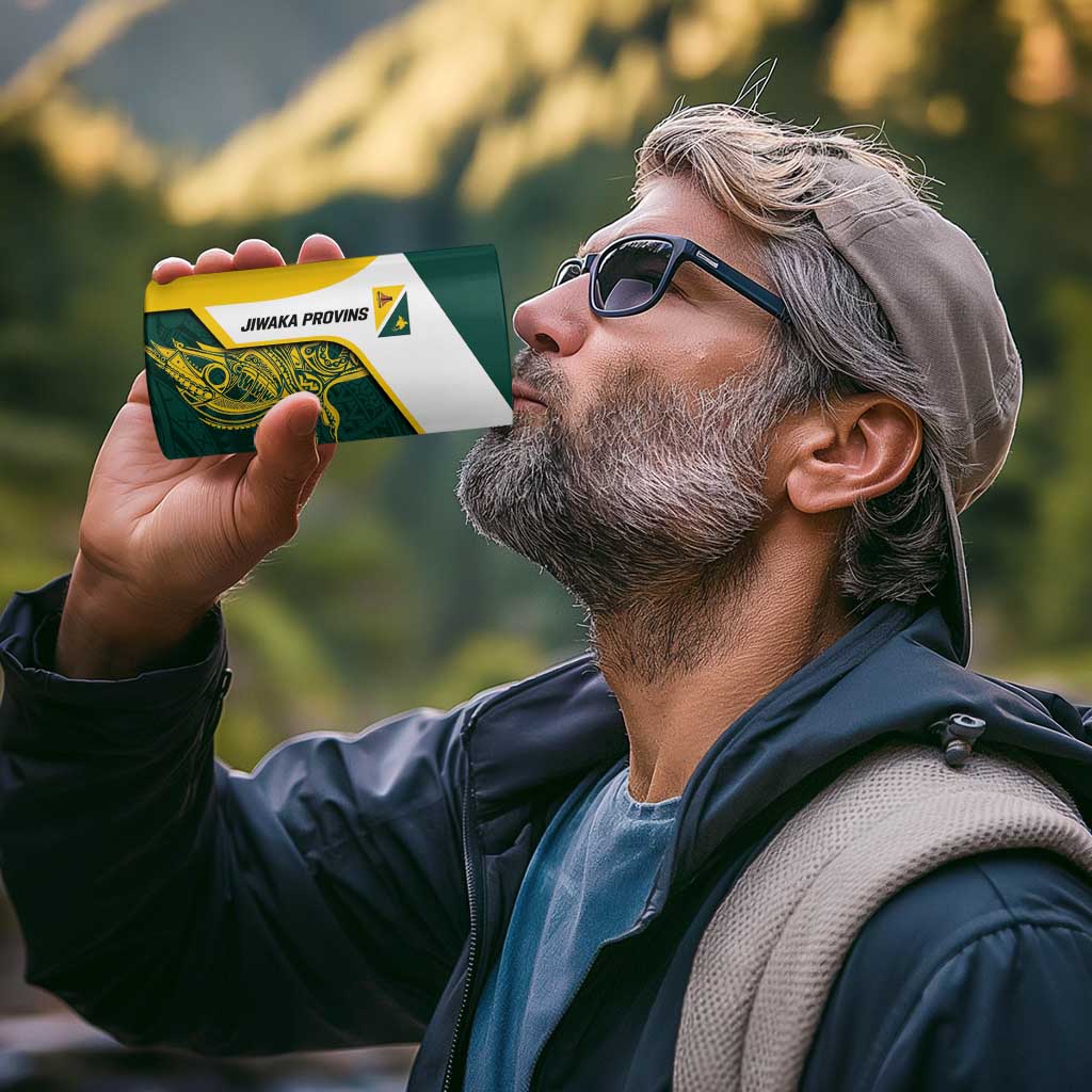 Personalised PNG Jiwaka Province 4 in 1 Can Cooler Tumbler Bird of Paradise Tattoo Flag Motif - Polynesian Pride