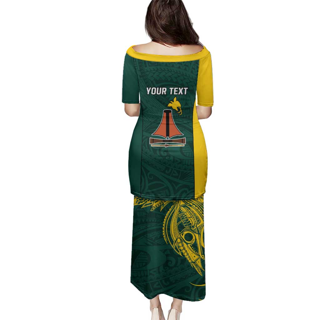 Personalised PNG Jiwaka Province Family Matching Puletasi and Hawaiian Shirt Bird of Paradise Tattoo Flag Motif - Polynesian Pride