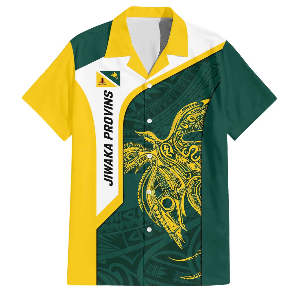 Personalised PNG Jiwaka Province Family Matching Summer Maxi Dress and Hawaiian Shirt Bird of Paradise Tattoo Flag Motif LT9 Dad's Shirt - Short Sleeve Green - Polynesian Pride