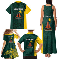 Personalised PNG Jiwaka Province Family Matching Tank Maxi Dress and Hawaiian Shirt Bird of Paradise Tattoo Flag Motif - Polynesian Pride