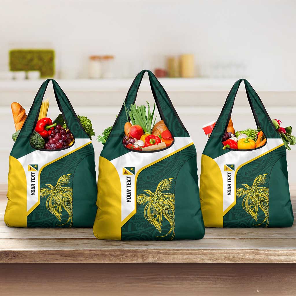 Personalised PNG Jiwaka Province Grocery Bag Bird of Paradise Tattoo Flag Motif - Polynesian Pride