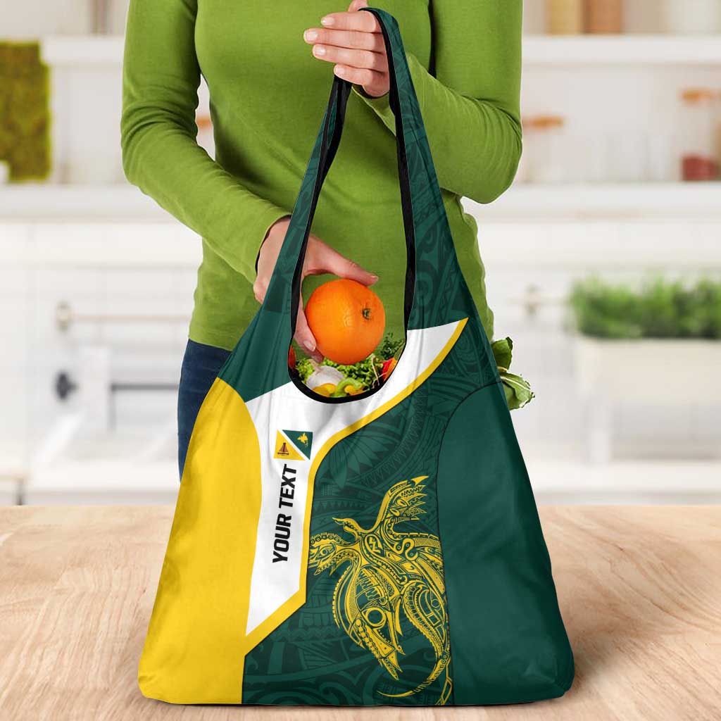 Personalised PNG Jiwaka Province Grocery Bag Bird of Paradise Tattoo Flag Motif - Polynesian Pride