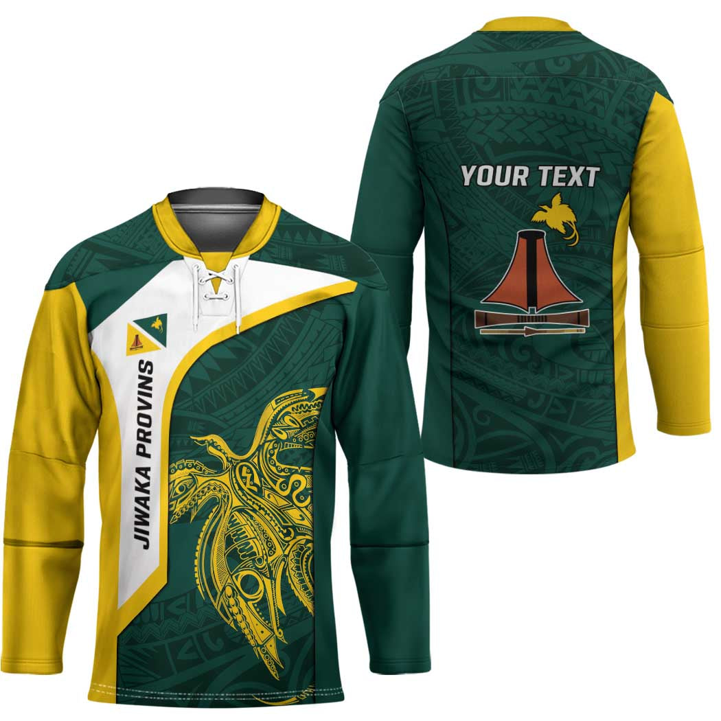 Personalised PNG Jiwaka Province Hockey Jersey Bird of Paradise Tattoo Flag Motif - Polynesian Pride