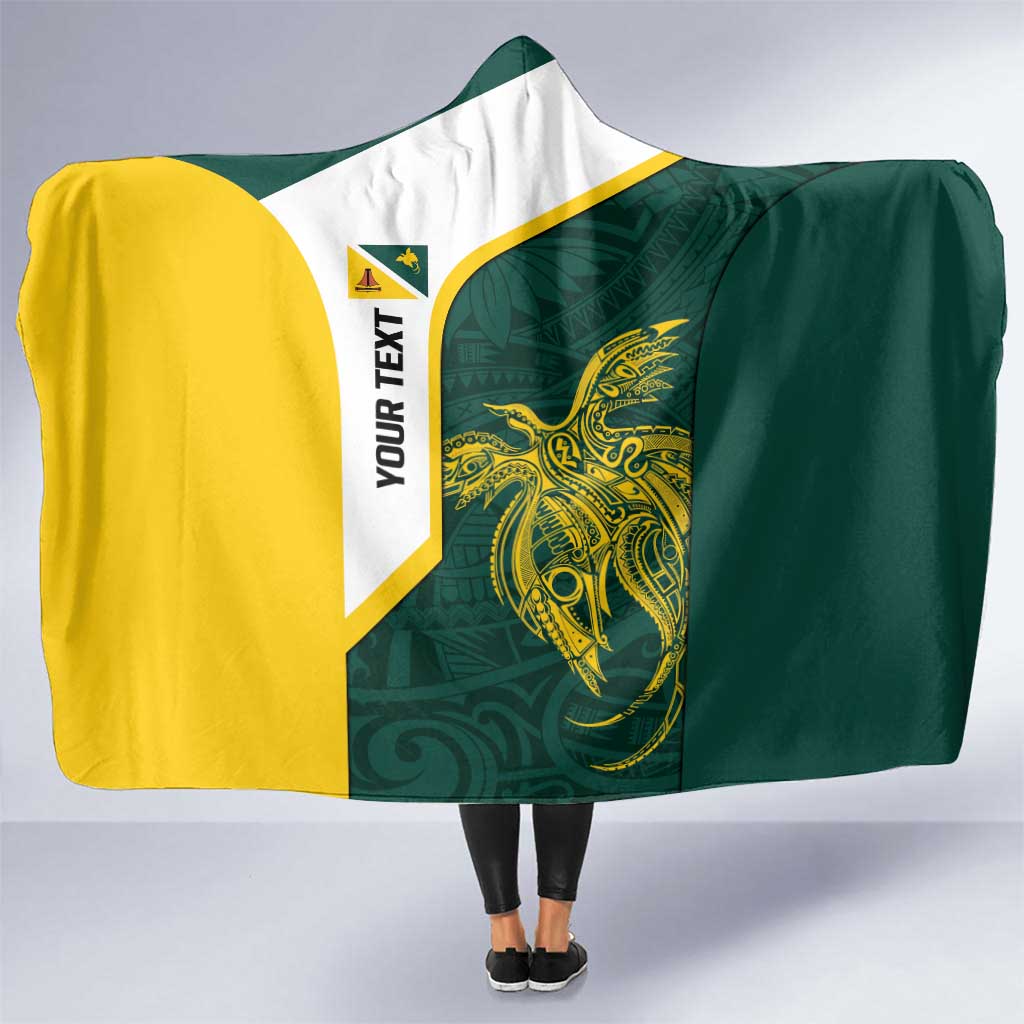 Personalised PNG Jiwaka Province Hooded Blanket Bird of Paradise Tattoo Flag Motif - Polynesian Pride