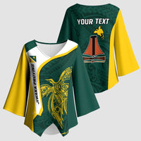 Personalised PNG Jiwaka Province Kimono Sleeve Blouse Bird of Paradise Tattoo Flag Motif - Polynesian Pride