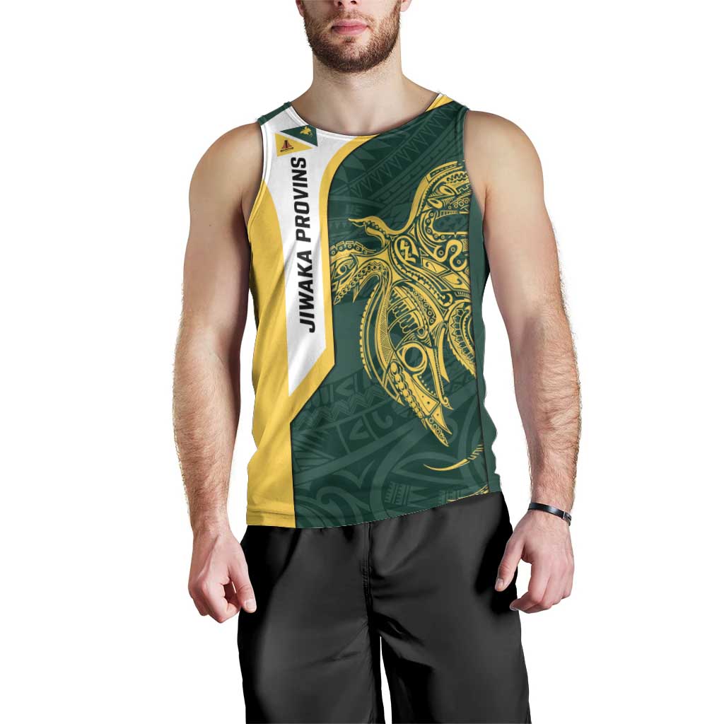 Personalised PNG Jiwaka Province Men Tank Top Bird of Paradise Tattoo Flag Motif - Polynesian Pride