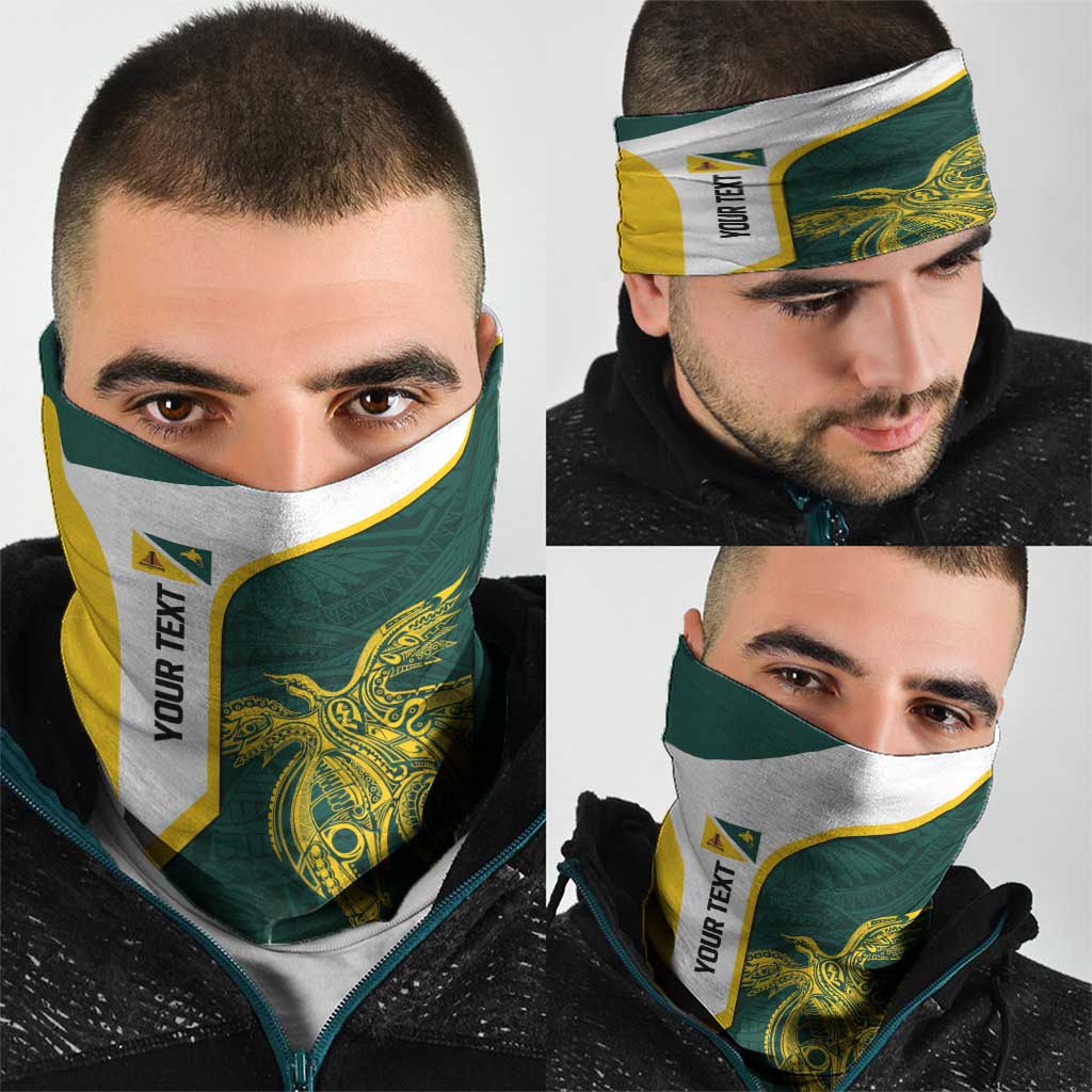 Personalised PNG Jiwaka Province Neck Gaiter Bird of Paradise Tattoo Flag Motif - Polynesian Pride