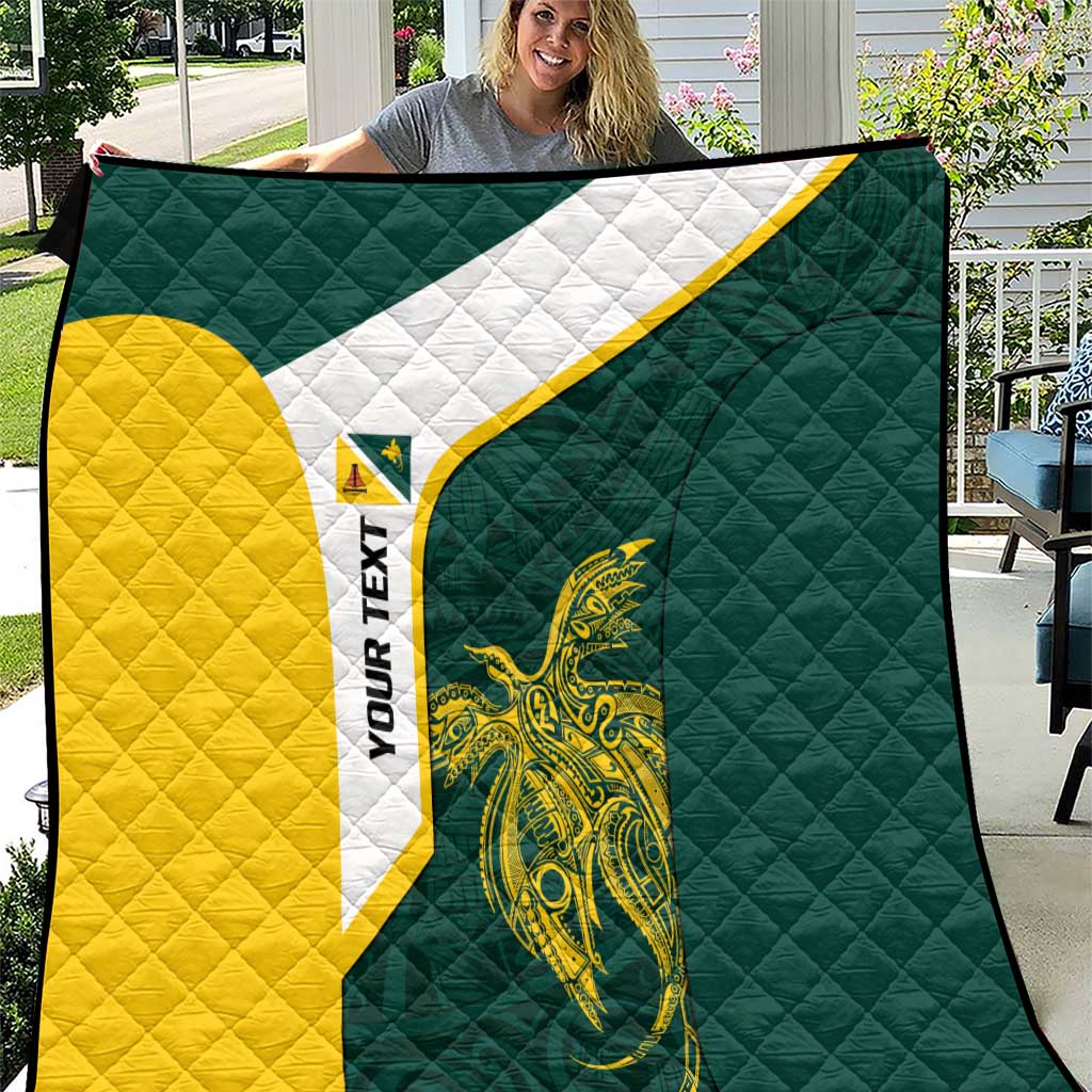 Personalised PNG Jiwaka Province Quilt Bird of Paradise Tattoo Flag Motif LT9 Green - Polynesian Pride