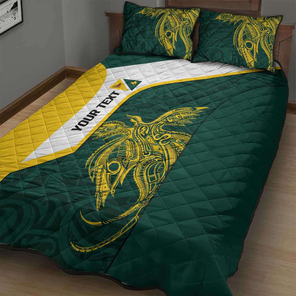 Personalised PNG Jiwaka Province Quilt Bed Set Bird of Paradise Tattoo Flag Motif - Polynesian Pride