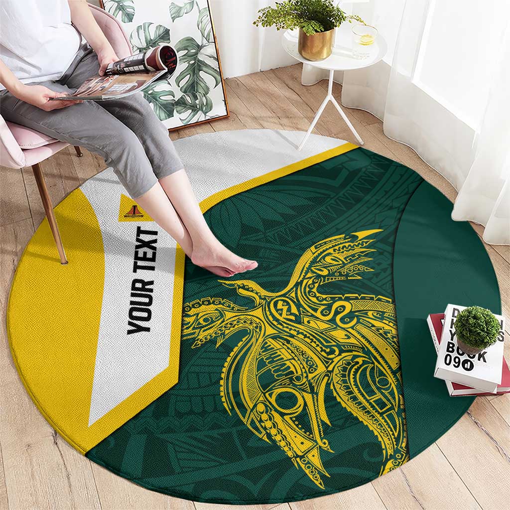 Personalised PNG Jiwaka Province Round Carpet Bird of Paradise Tattoo Flag Motif - Polynesian Pride