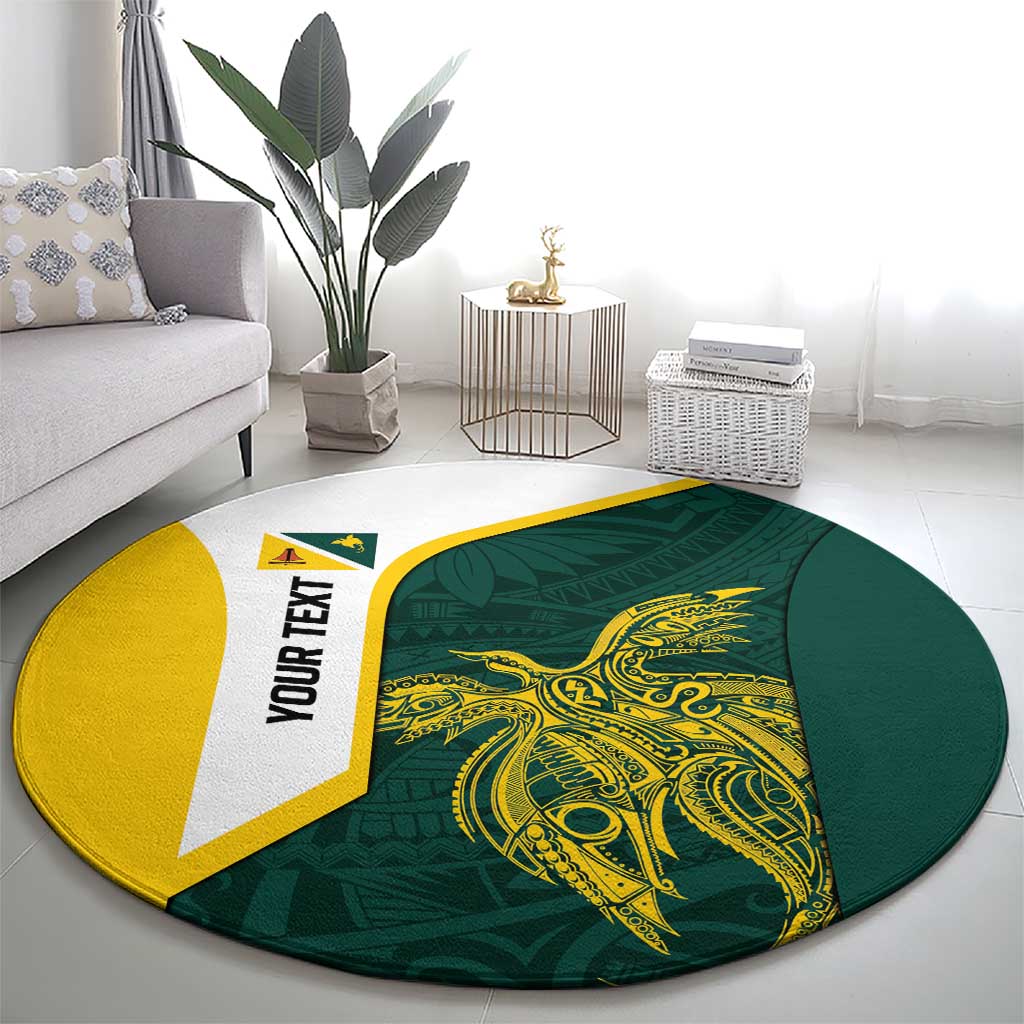 Personalised PNG Jiwaka Province Round Carpet Bird of Paradise Tattoo Flag Motif - Polynesian Pride
