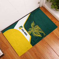 Personalised PNG Jiwaka Province Rubber Doormat Bird of Paradise Tattoo Flag Motif - Polynesian Pride
