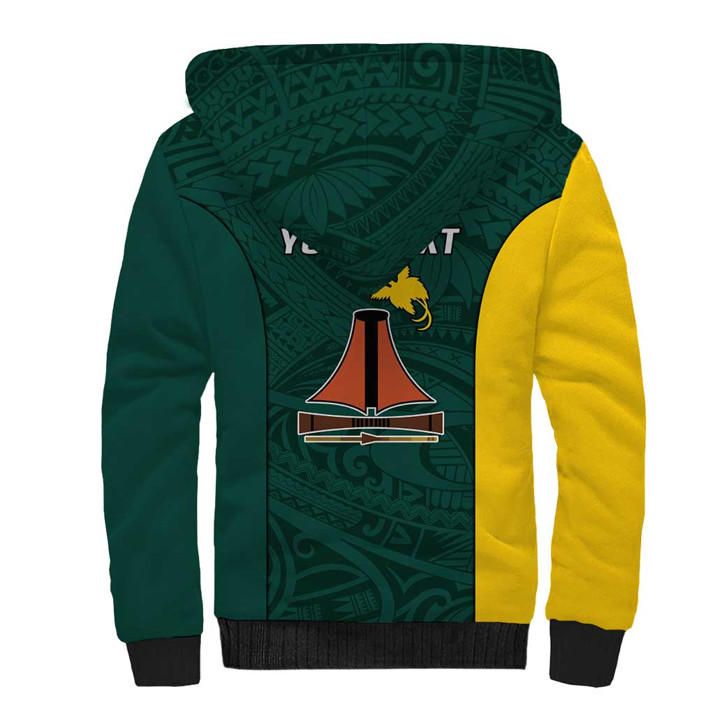 Personalised PNG Jiwaka Province Sherpa Hoodie Bird of Paradise Tattoo Flag Motif - Polynesian Pride