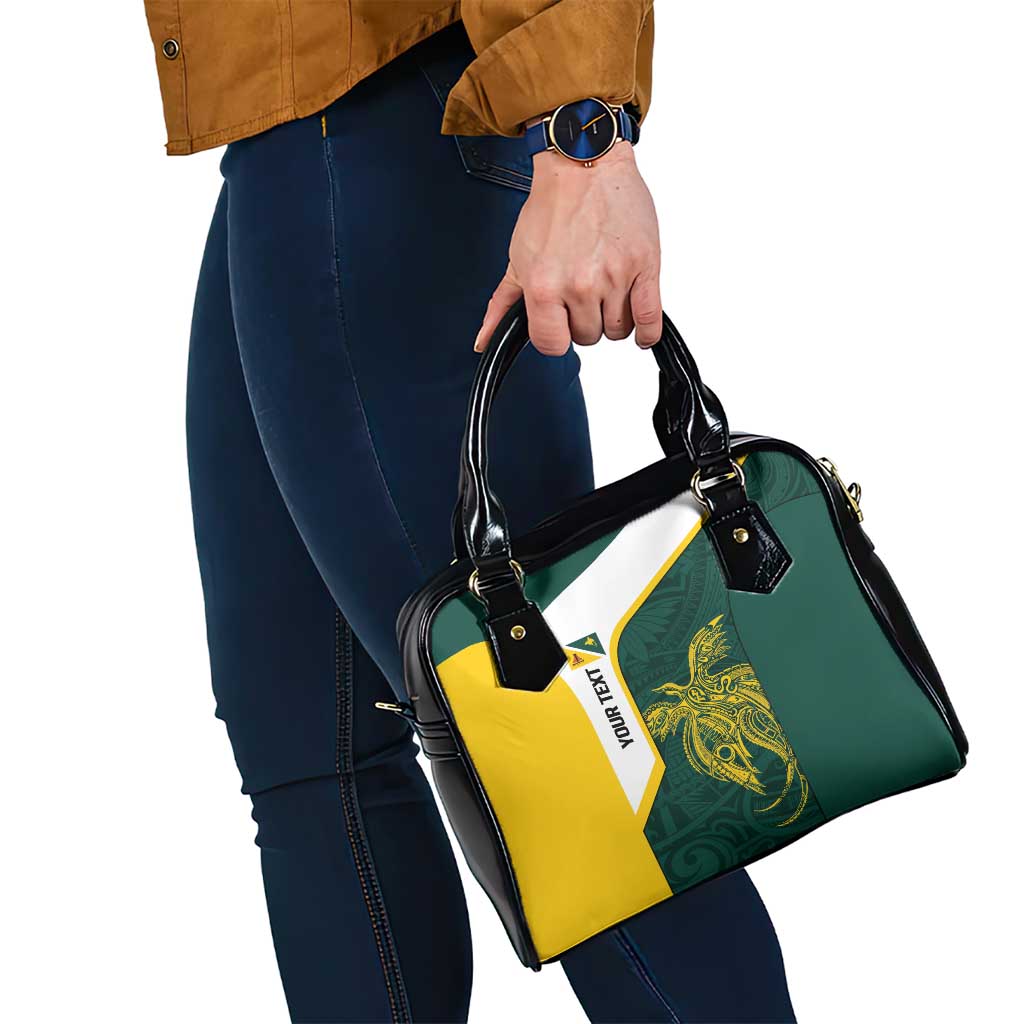 Personalised PNG Jiwaka Province Shoulder Handbag Bird of Paradise Tattoo Flag Motif - Polynesian Pride