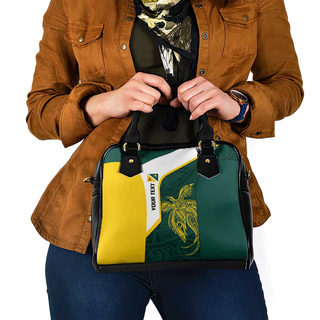 Personalised PNG Jiwaka Province Shoulder Handbag Bird of Paradise Tattoo Flag Motif - Polynesian Pride