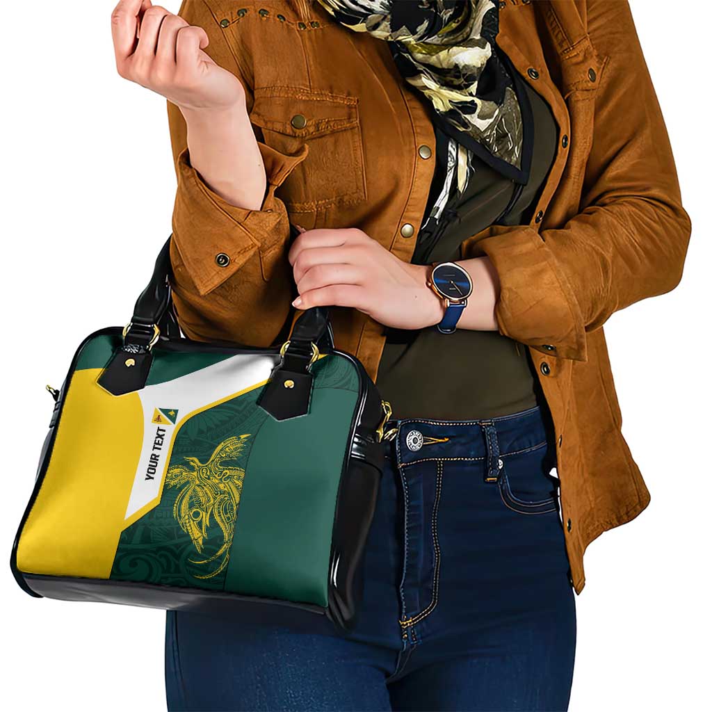 Personalised PNG Jiwaka Province Shoulder Handbag Bird of Paradise Tattoo Flag Motif - Polynesian Pride