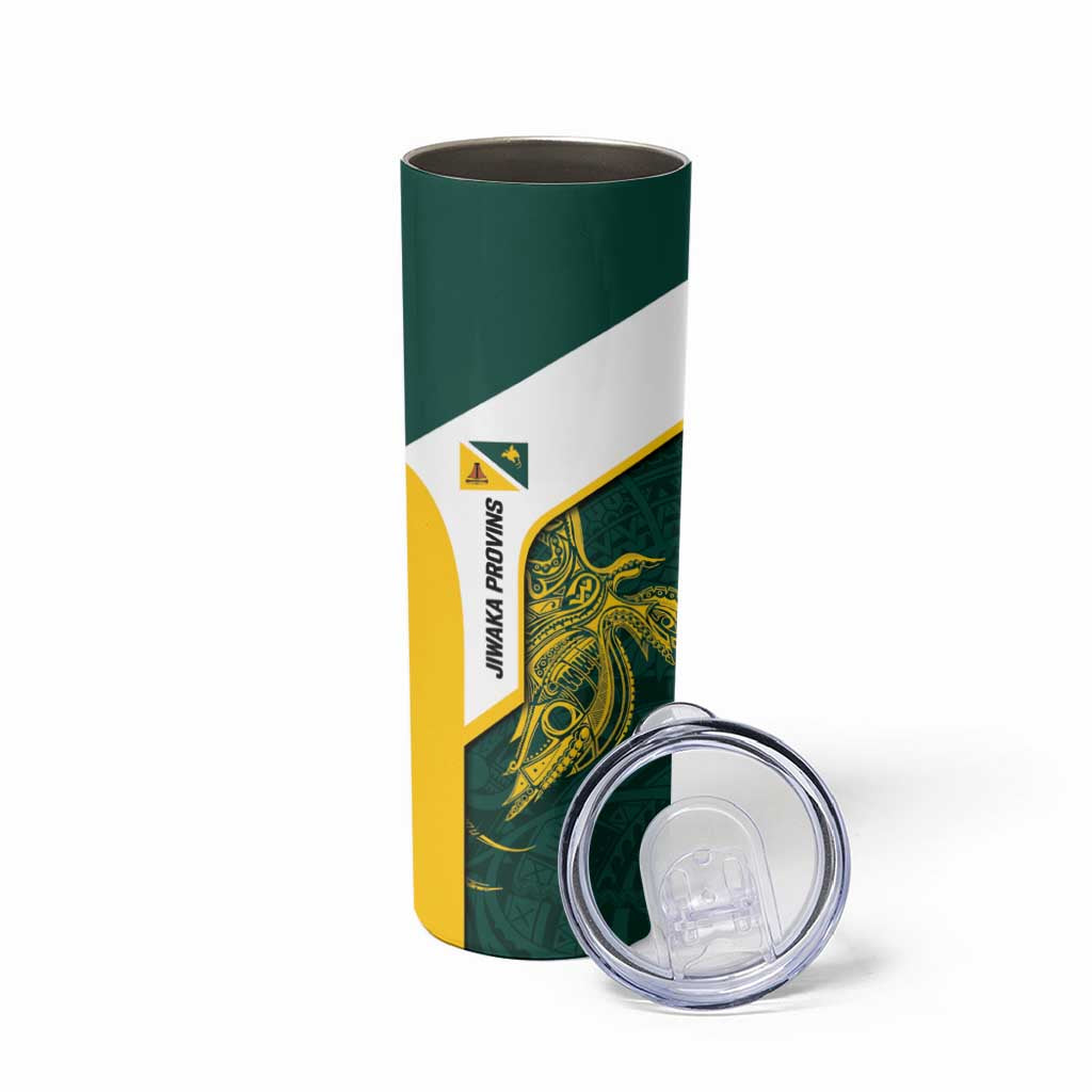 Personalised PNG Jiwaka Province Skinny Tumbler Bird of Paradise Tattoo Flag Motif - Polynesian Pride