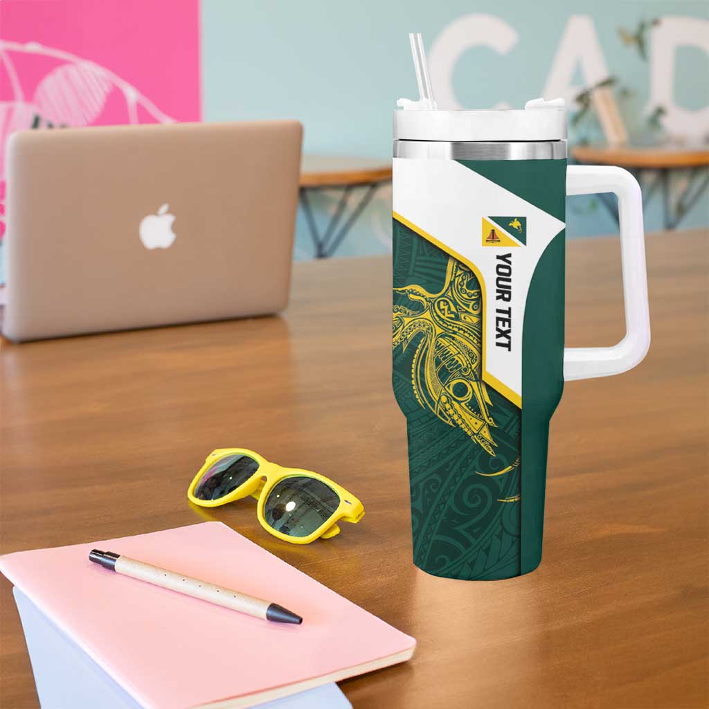 Personalised PNG Jiwaka Province Tumbler With Handle Bird of Paradise Tattoo Flag Motif - Polynesian Pride